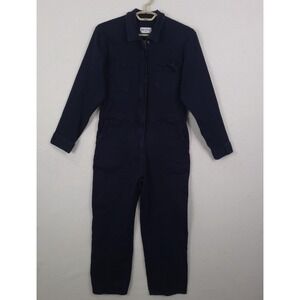 Rivet Utility Jumpsuit Womens XL Blue Twill Long Sleeve Zip Front Coverall